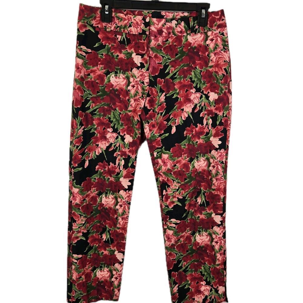 TALBOTS SIGNATURE Floral Blooms Multicolor Pockets Ankle Pants Size 6 Cottage